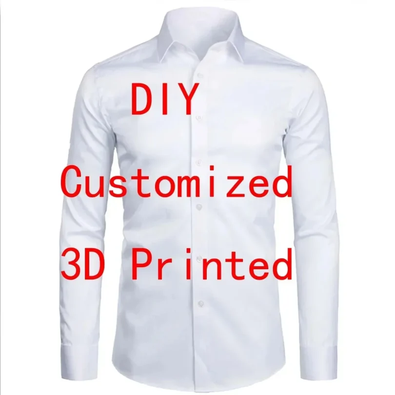 Custom Long Sleeve Shirt 3D Printed Lapel Button Down Shirt Front And Back Parts Customize DIY Your Exclusive Clothing